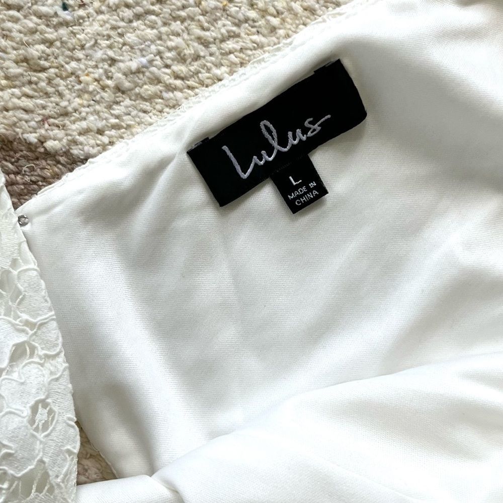 Lulu's White Lace V-Neck Cutout Mini Dress - Picture 9 of 11